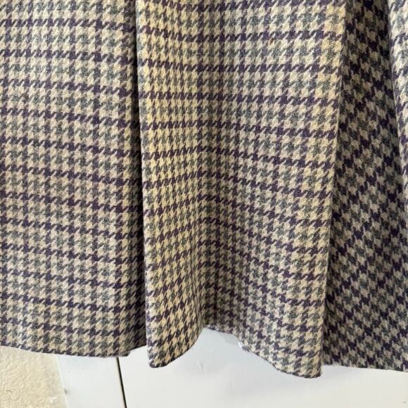 BROOKS BROTHERS Wool Box Pleated Houndstooth Skirt Purple Tweed Preppy Size 8 - Picture 2 of 7